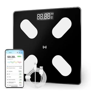 Personenwaage Körperfettwaage Waage Körperwaage mit APP Bluetooth 26x26x2,5cm - Bild 1 von 11