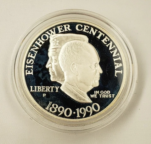 1990 P $1 Eisenhower Commemorative Silver Dollar - PF - C0024 - STOCK Cover
