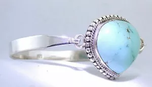 Vintage Handmade Sterling Silver Turquoise Gem Cabochon 8 Inch Bracelet EBS7353 - Picture 1 of 5