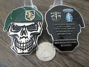 US Army Special Forces Group Creed grüne Barets 5. SFG (A) Schädel Challenge Münze - Bild 1 von 8