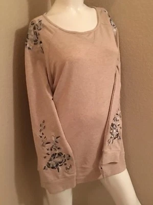 NWT Liz Claiborne XL Pullover Floral Embroidered Light Weight Sweatshirt - Image 1 of 4