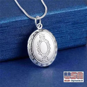 Collana Ciondolo Ciondolo Ciondolo Foto Ovale Argento Sterling 925 N15 - Foto 1 di 5