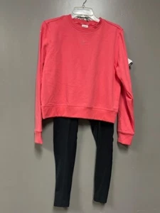 Nike Womens 2 Pc Training Outfit - Pink Sweatshirt with Dri-Fit Black Leggings M - Picture 1 of 5