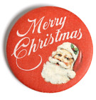 Santa Claus Hallmark Fabric Covered Merry Christmas Pinback Button Badge Vintage