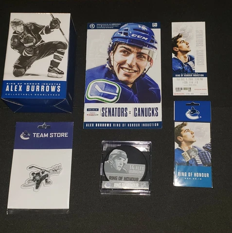 ALEX BURROWS RING OF HONOUR NIGHT LOT BOBBLEHEAD PIN PUCK VANCOUVER CANUCKS NHL Cover
