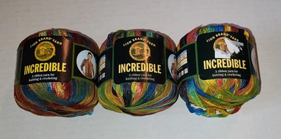 3 Three Ball Lot Lion Brand Incredible 100% Nylon Ribbon Yarn City Lights - Image 1 of 4