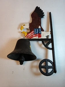 Cast Iron Wall Mounted Dinner Bell American Bald Eagle By Ashley Belle - Picture 1 of 17