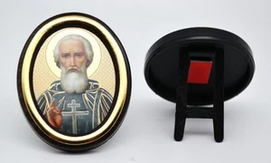 Ikone heiliger Sergiy geweiht икона святой Сергий радонежский освящена 6x5x0,8cm - Picture 1 of 1