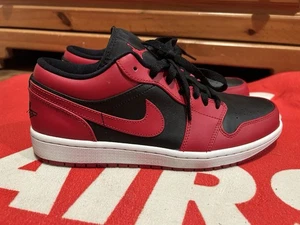 Nike Air Jordan 1 Low Reverse Bred Size 10 Mens Red Black 2020 Pre Owned - Picture 1 of 16