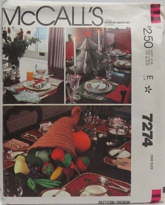 McCall's 7274 Thanksgiving & Christmas table decor pattern, vegies & tree, uncut - Image 1 of 4