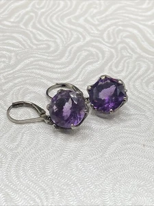 Orecchini pendenti vintage in argento sterling con topazio viola - Foto 1 di 6