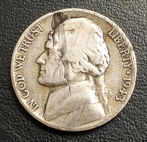 ERROR COIN SILVER BAD ALLOY MIX Jefferson War Nickel LAMINATION ERROR #1990 - Picture 1 of 4