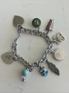 Vtg Sterling Silver Charm Bracelet  - Picture 1 of 11