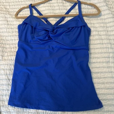 Athleta Twister Tankini Swimsuit Top size 36 B/C Blue removable pads - Image 1 of 4