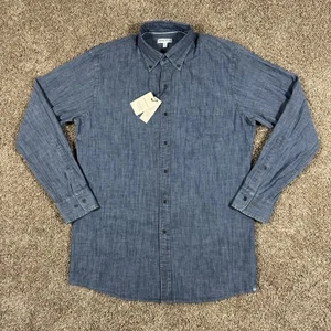 Camisa Deportiva Peter Millar Tamworth Chambray Para Hombre Talla Mediana Azul Abotonada NUEVA - Imagen 1 de 16