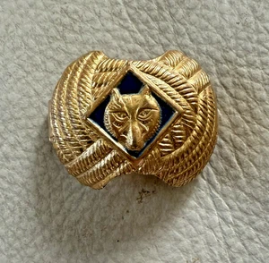 Bufanda vintage Cub Boy Scout broche deslizable soporte pañuelo para el cuello lobo - Imagen 1 de 2