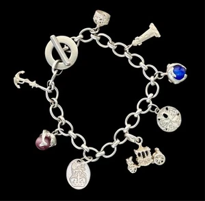 VINTAGE STERLING SILVER CHARM BRACELET 8 CHARMS 7" Nautical Royalty 30 Grams - Picture 1 of 13