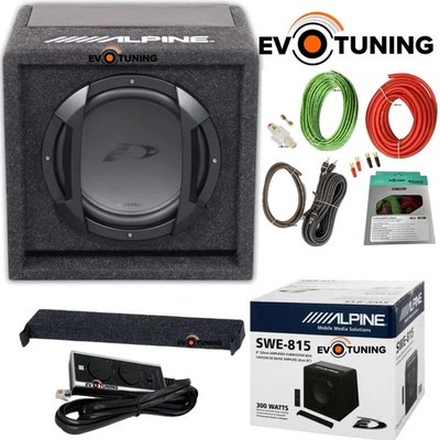 ALPINE SWE815 Subwoofer Auto Amplificato Cassa 20cm 300W Reflex/Chiusa +Kit Cavi - Immagine 1 di 4