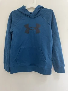 Under Armour Kids Boys Patterned Cozy Fleece Raglan Long Sleeve Hoodie Blue Sz 6 - Picture 1 of 7