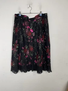 Torrid Womens Skirt 3 Black Whimsigoth Punk Goth Roses Dark Floral Office Goth - Picture 1 of 8