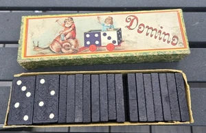 ANTIKES SCHNECKENREITER KINDER DOMINO SET GERMANY MIT BOX TOP GRAFIK - Bild 1 von 18