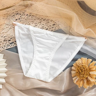 Sexy Mujer Satén Bragas Lencería Corte Alto Cuerda Bikinis Ropa Interior Sin Costuras Foto 1 de 4