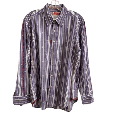 Рубашка Robert Graham The Freshly Laundered фиолетовая в полоску на пуговицах размер средний - Изображение 1 из 4