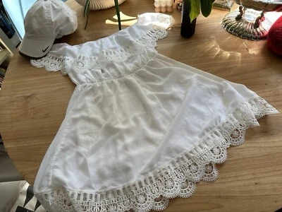 Festival KLEID MINIKLEID BOHOKLEID STICKEREI BESTICKT TÜLLKLEID SPITZE WEISS Neu - Bild 1 von 4