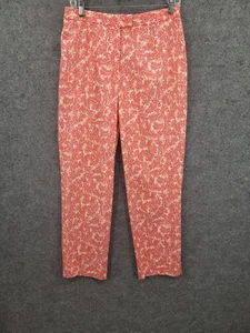 Coldwater Creek Chino Pants Womens 8 High Rise Straight Leg Pockets Orange Leaf - Picture 1 of 14