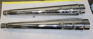 DNA 4" MEGAPHONE SLIP-ON MUFFLERS EXHAUST HARLEY ELECTRA TRI GLIDE TOURING 95-16 - Picture 1 of 13