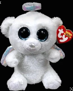 Ty Beanie Boos 6" Plush Halo Angel Bear Blue Eyes Retired Red-lined UPC glitter - Picture 1 of 3