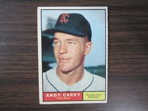 1961 Topps # 518 Andy Carey Card Kansas City Athletics