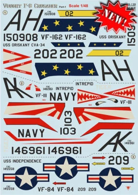 Print Scale 48-139 - 1/48 Vought F-8 Crusader Part 1 The Complete Set 2, Decal - Image 1 of 4