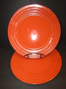 RACHAEL RAY Double Ridge TANGERINE ORANGE Set of 2 Dinner Plates 11" - Picture 1 of 7