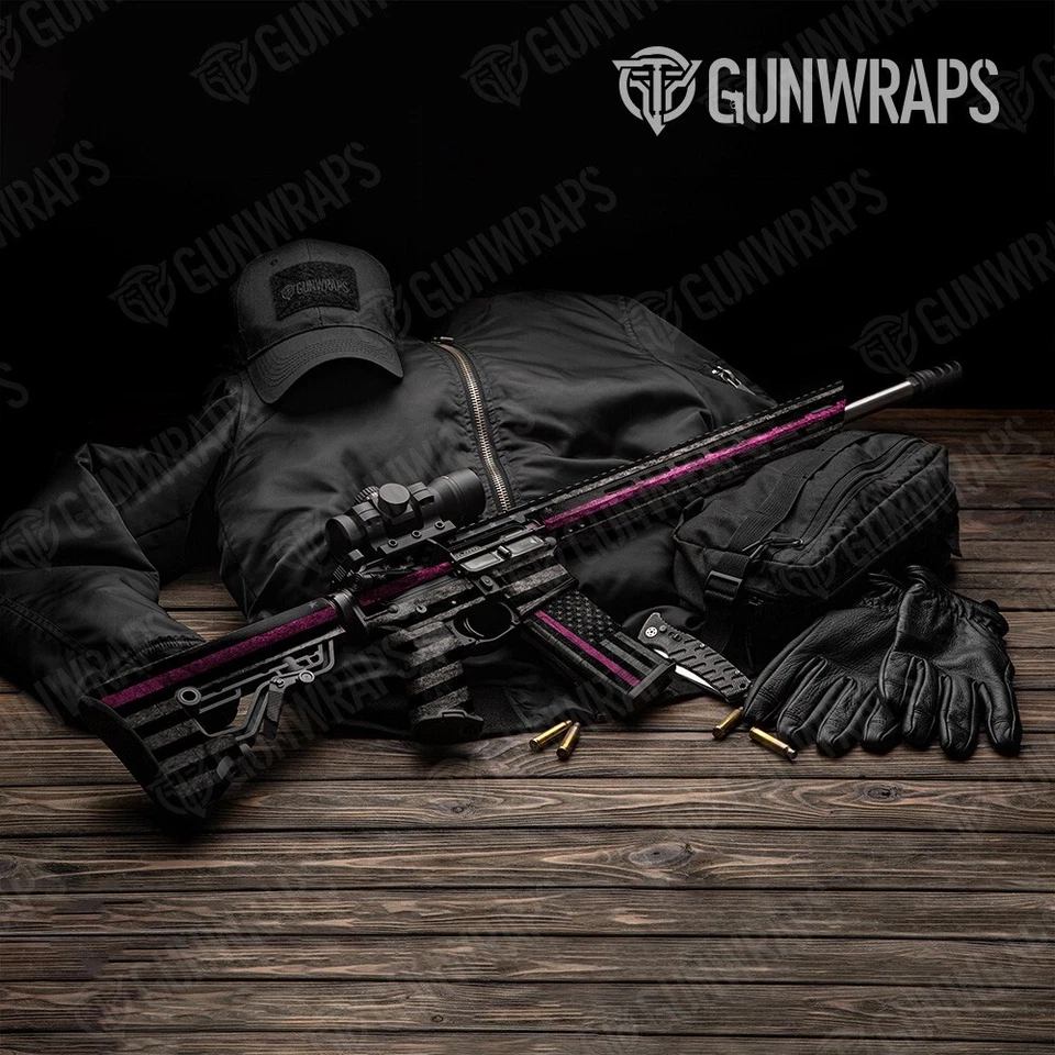 GunWraps Patriotic Pink Flag Premium AR-15 Vinyl Gun Wrap Skin Matte USA - Image 1 of 1