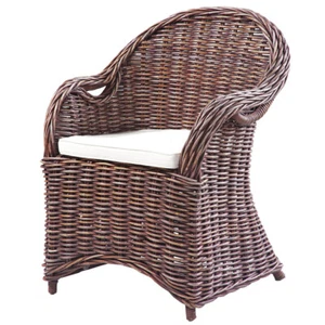 Garten Terrassen Sessel Gartenstuhl Balkonsessel aus Naturrattan in braun-antik - Bild 1 von 1