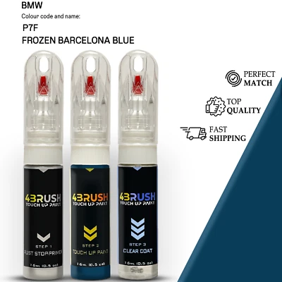 4BRUSH for BMW P7F FROZEN BARCELONA BLUE Touch Up Paint Scratch Repair Remove Kit Set