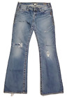Silberne Jeans Pioneer Stiefel geschnitten Klappe Tasche flüstert Distressed Damen 32x32