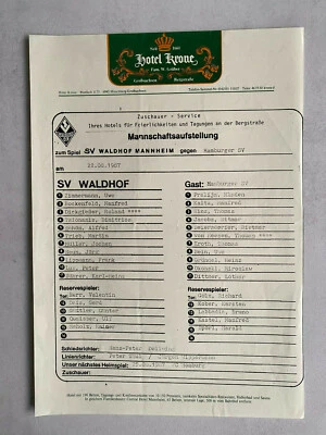 BL 87/88 Waldhof Mannheim - Hamburger SV, 22.08.1987 - Presseinfo - Bild 1 von 2