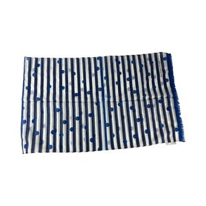 Burberry Blue And White Stripe And Spot 100% Cotton Scarf 132x40cm - Picture 1 of 2