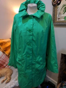 Dennis Basso Brighton Green Hooded Trench Coat Size M - Picture 1 of 11
