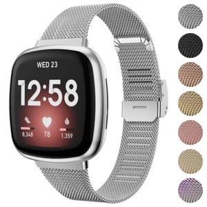 StrapsCo Slim Stainless Steel Mesh Watch Band Strap for Fitbit Versa 3 - Picture 1 of 29