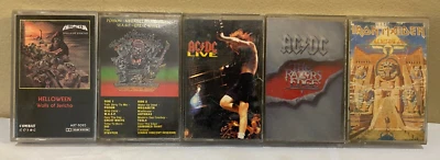 5 ROCK N ROLL (IRON MAIDEN, HELLOWEEN, AC/DC, POISON, ETC) CASSETTE TAPES BUNDLE - Image 1 of 3