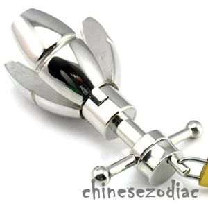 Stainless Steel Anal Dilator Ass Expanding Chastity Device Butt Plug Lock Anus - Picture 1 of 11