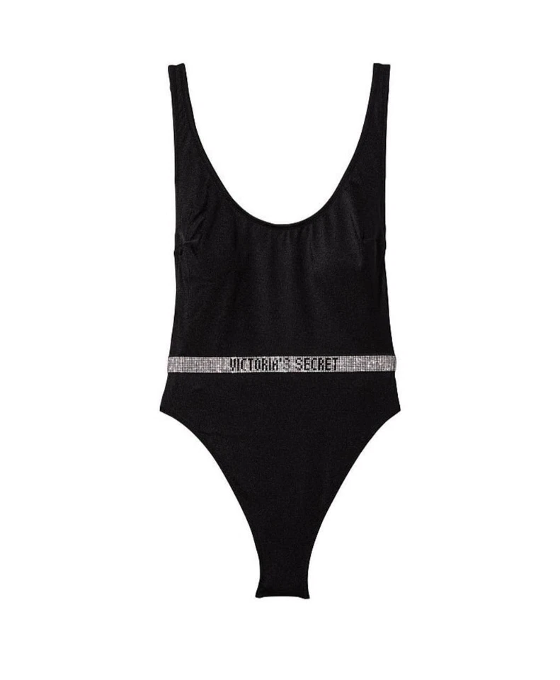 Traje de baño Victoria's Secret correa brillante tetas laterales corte alto leopardo negro Foto 1 de 1