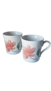 Corning PACIFICA Coffee Cup/Mug Set of 2 Pink Purple Flowers - Picture 1 of 9