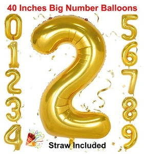 Gold Number Balloons 40 Inch Inflatable Large Foil for Birthday Party Decoration - Picture 1 of 13