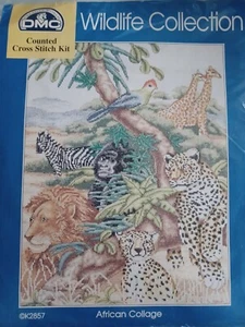 NEW, UNUSED, DMC WILDLIFE COUNTED CROSS STITCH KIT. 'AFRICAN COLLAGE'.  - Picture 1 of 2