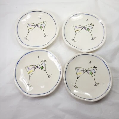 Julia Junkin Studio Baby Martini Glass Cocktail Dessert Ceramic Plates Set Of 4  - Изображение 1 из 4