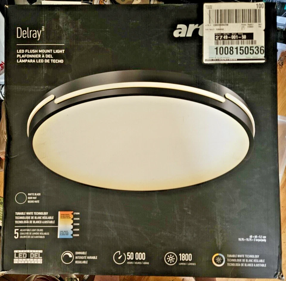 Artika Delray 15" 1-Light Modern Black LED Flush Mount Ceiling Fixture - Image 1 of 3